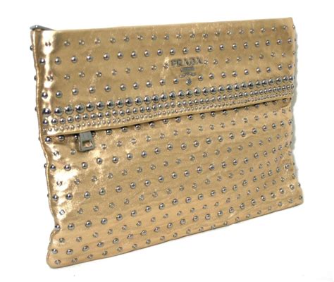 prada gold leather studded clutch|prada leather backpack.